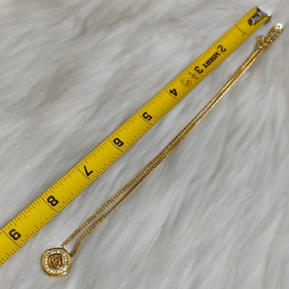 SALE! Authentic Dior CD Plated Gold W Crystal Details Pendant Necklace - Picture 14 of 15